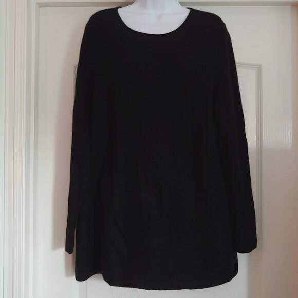 41 Hawthorne Women Black Cashmere Pullover  Quiet Luxury Minimalist  1X - Picture 1 of 8